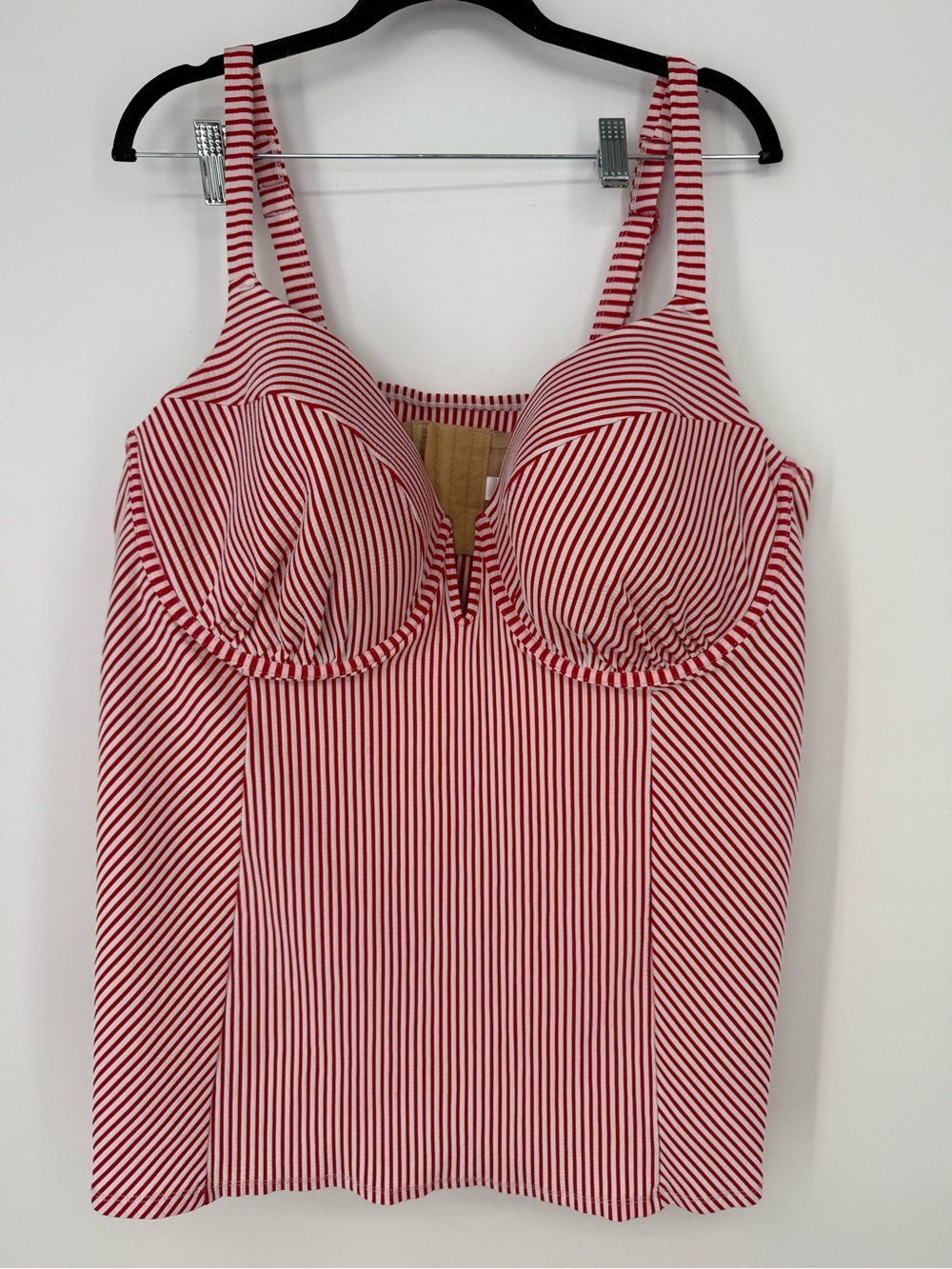 Cacique Swim Women’s Red and White Striped Balconette Swim top 46DDD
